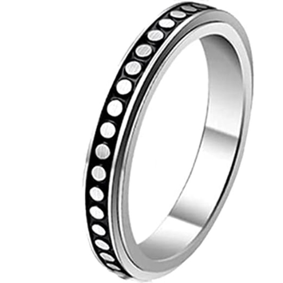 🦋3/$30🦋Fidget Spinner Polka Dot Stainless Steel Ring, Size 5 - Picture 2 of 3